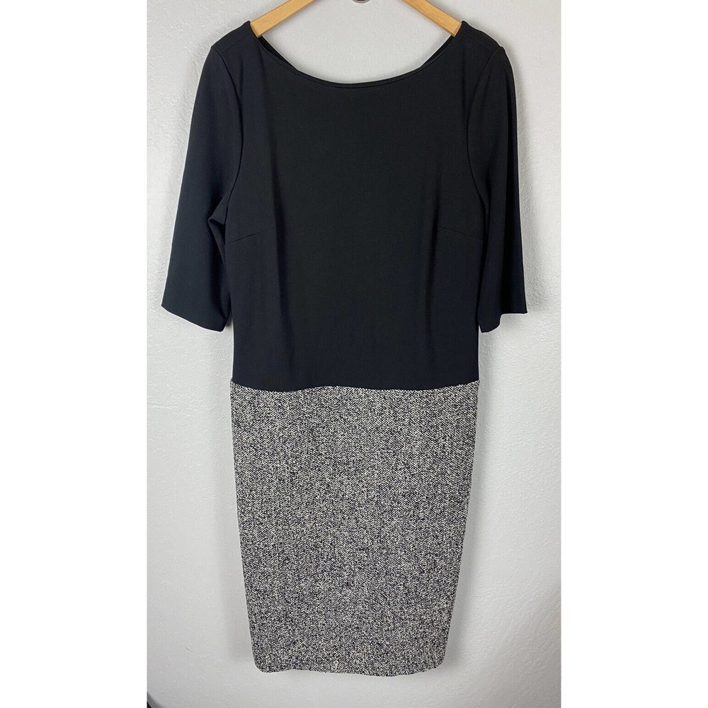 Talbots Gray Wool Blend 3/4 Sleeve Sheath Midi Dress Size 14 Career Classic